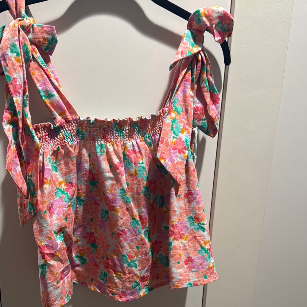 Something Navy Floral Pink Crop Top